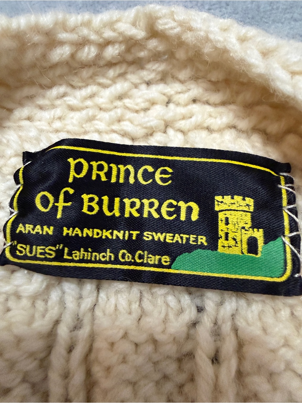 Prince of Burren sz M Aran Knit Sweater Vest Cardigan Womens Hand Made - Picture 3 of 4